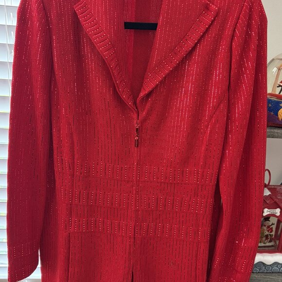 St. John by Marie Gray Jackets & Blazers - ST. JOHN EVENING BY MARIE GRAY,  RED SANTANA KNIT - SIZE 8 - FREE SHIPPING!